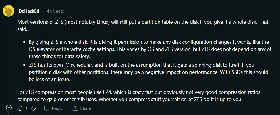Reason to use whole disk - Reddit